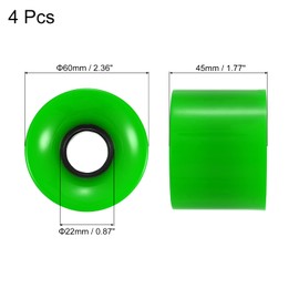 PATIKIL 60mm Longboard Wheels, 4 Pack Skateboard Wheel Street Wheels for Skateboards Cruiser Wheels Replacement 78A, Green