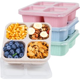 SGAONSN 4 Stück Snackbox mit Fächern,Bento Snackbox für Kinder und Erwachsene,Wiederverwendbar Bento Snack Box für Schule, Arbeit und Reisen,Mikrowellensicherheit