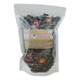 Pleasantly Warm Dandelion Treat - High Fiber Food for Chinchillas, Guinea Pigs & Squirrels - 5 Herbal Blends, 6oz - Rabbit, Hamster & Small Pet Snack