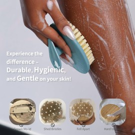 BEAUTAIL Body Scrubber 2 Pack Shower Bath Brush, 1 Pack Plastic Body Brush Gray and 1 Pack Silicone Body Scrubber Black, Gentle Exfoliating for Women Men Baby Sensitive Skin