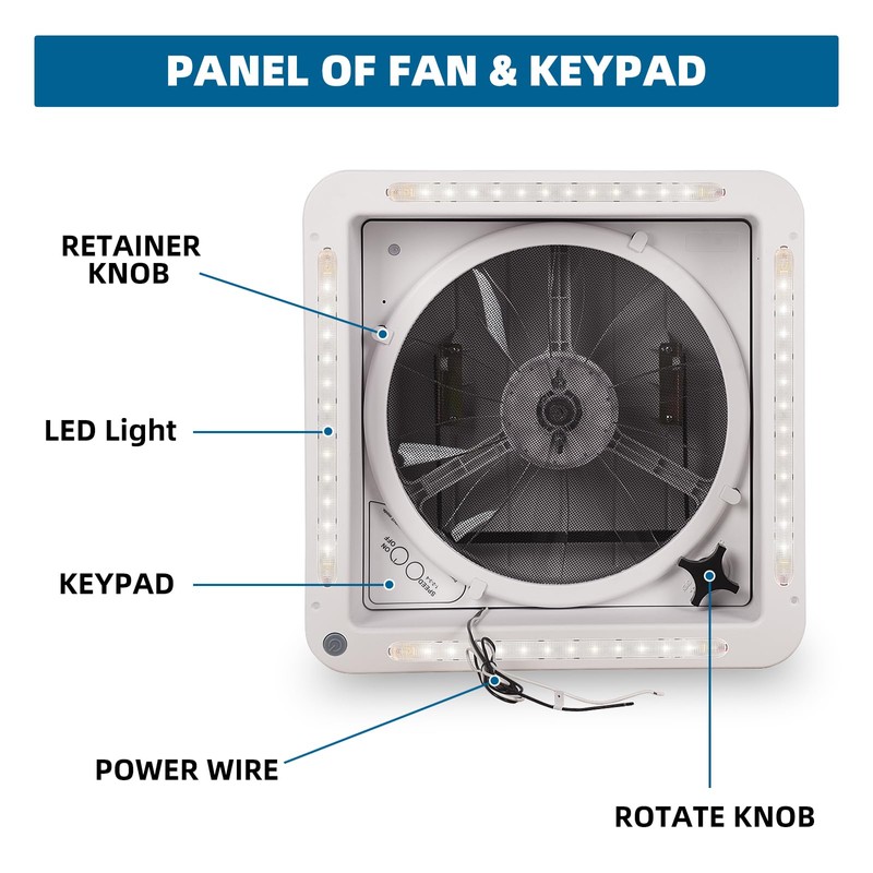 Doppy 14" RV Roof Vent Fan, 12V Vent Fan With