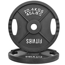 Fitvids Olympic Cast Iron 2-Inch Weight Plate for Strength Training & Weightlifting, Multiple Weights Available, 45LB (Pair)