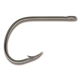 Mustad Ultra Point 2X Fine Wire Kirbed Point Big Gun Open Eye Siwash Hook (Pack of 6), Black Nickel, Size 2/0