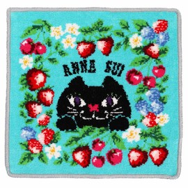 Anna Sui 000478-0002-01 Chenille Weave Handkerchief CAT Women's Handkerchief Towel (Blue / 9.8 inches (25 cm) Handkerchief Towel, blue