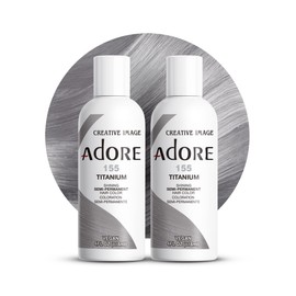 Adore Semi Permanent Hair Color - Vegan and Cruelty-Free Silver Hair Dye - 4 Fl Oz - 155 Titanium (Pack of 2)