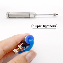 SRJQXH Air Pneumatic Cylinder with 1/8 Inch M4 Throttle Valve and Two Different Colours of PU Pneumatic Hose, Air Cylinder PT 1/8 Connection Size, 50 mm Stroke, 16 mm Bar Diameter, Double Acting