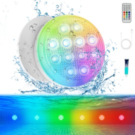 Upgraded Ultra-High Brightness Pool Lights, Rechargeable Submersible LED Lights with Remote, IP68 Waterproof 22 Colors Changing Hot Tub Light with 2600mAh Magnet for Inground Pools, Bath 1 PACK