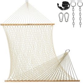 Lazy Daze 13 Ft Double Handwoven Polyester Rope Hammock with Tree Straps