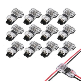 12 Pack T Tap Wire Connectors 2 Pin 2 Way for 18 20 22 AWG Cable Quick Splice Solderless Mid-Span Branching No Stripping Needed Black