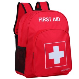 YIQFTON First Aid Backpack Empty, Red Waterproof Emergency Backpack, Portable Large Capacity Empty Medical First Aid Bag for Car Home Office Outdoor Travel Hiking Camping (Red1)