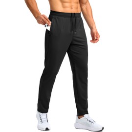 G Gradual Men's Sweatpants with Zipper Pockets Stretch Golf Workout Pants Elastic Waist Track Pants for Men Casual Athletic(Black,L)