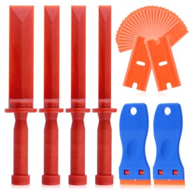 Tanstic 36Pcs Non-Marring Plastic Chisel Scraper, Plastic Razor Blade Scraper with Blades Kit, 3/4", 7/8", 1", 1-1/2" Grip Scraper Remover Tool, Razor Scraper Tool for Removing Labels on Glass Windows