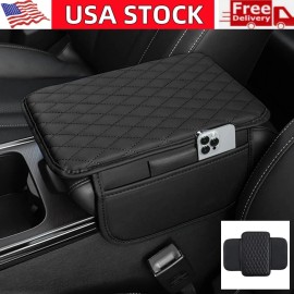 Unbranded Universal Car Center Console Cover Car Armrest Cover Cushion with 2 Storage Bags
