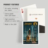 Lantern Press Shanghai, China, Retro Skyline (52 Playing Cards, Poker
