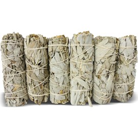 White Sage Sticks Pack of 6, Sage Smudge Kit 10cm 45-55g/pc Long Dried Sage Sticks for Meditation, Smudging and Cleansing, Getting Rid of Negative Energy, Sustainably Grown California Sage