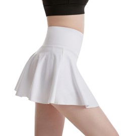 BCHWAY Pleated Tennis Skirt for Women with Shorts 2 Pockets Women's High Waisted Athletic Golf Skorts Skirts for Running Casual White