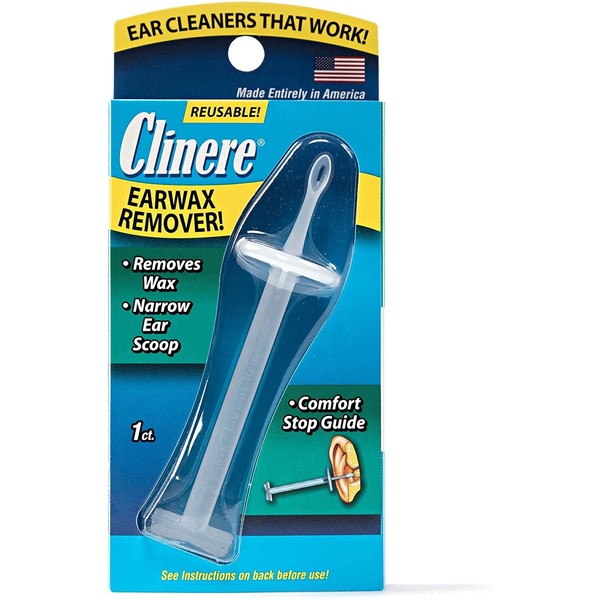 Clinere Ear Cleaner Earwax Remover Reusable Tool with Comfort Guide, Narrow Ear Scoop for Safely & Gently Cleaning Ear Canal at Home, Earwax Removal Cleaning Tool, Itchy Ears, Ear Wax Buildup, 1ct