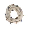 Beige Jersey Knit Circle Scarf With Multicolor Tassels