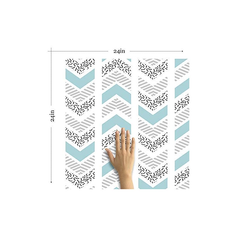 Walls By Me Peel and Stick Grey and Blue Chevron