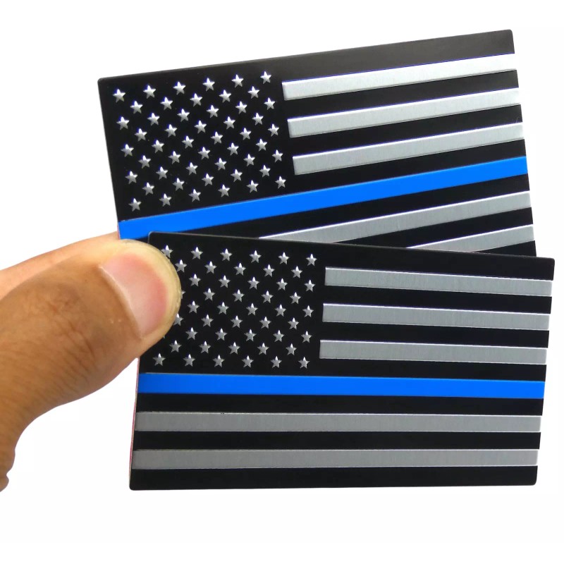 Riley Express 2x ALUMINUM Thin Blue Line Decal Sticker Car,