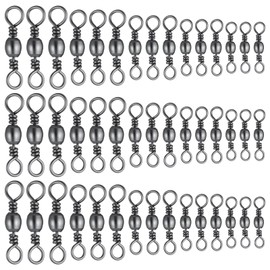 100 Pieces Fishing Swivels Fishing Swivels High Strength Alloy Fishing Tackle Rolling Swivels Solid Ring Ball Bearing Connector for Saltwater and Freshwater Fishing Tackle (5 Size: 2# 4# 6# 8# 10#)