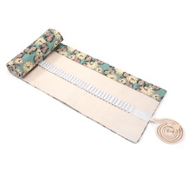 Newellsail Pencil Roll 72 Holes Canvas Rolling Pencil Case Portable Colouring Pencils Wrap Pencil Case for Students, Artists, Painters, Watch style, Modern