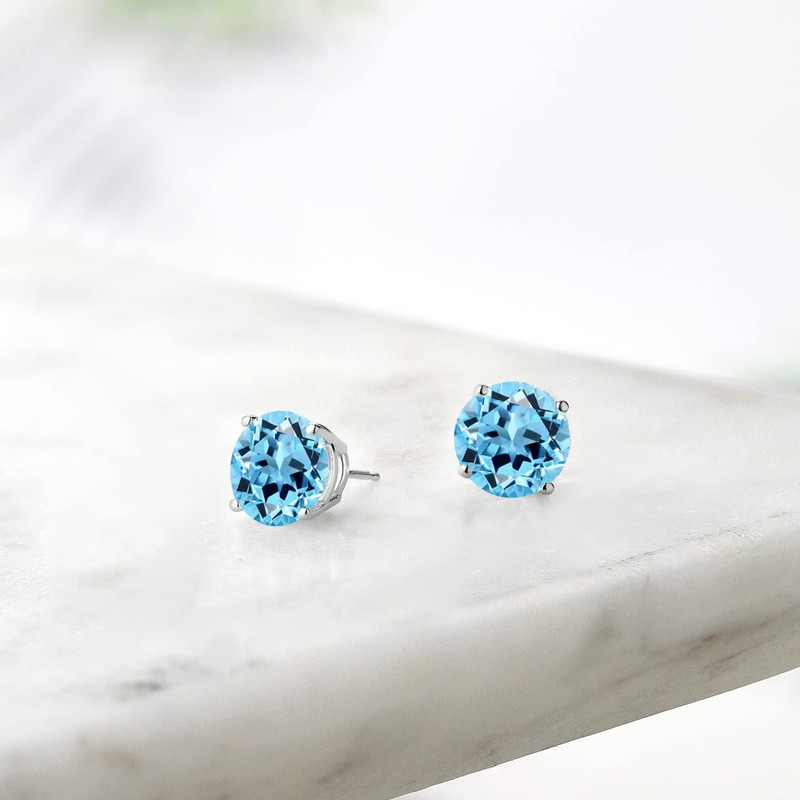 Gem Stone King 3.1 Cttw Aretes de Plata de Ley