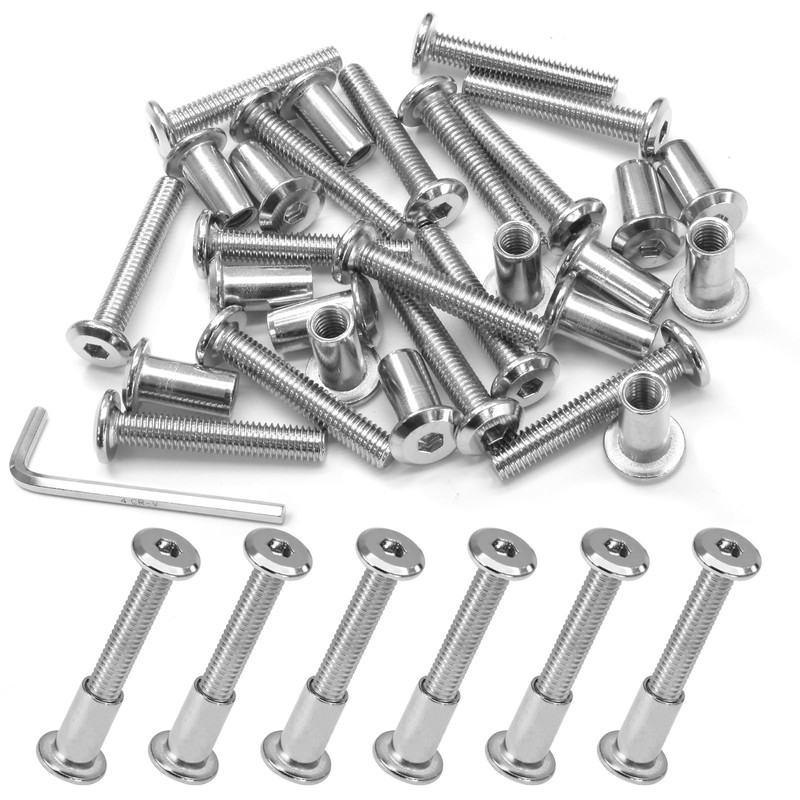 Biaungdo 15 Sets M6x35mm Hex Drive Socket Cap Bolt, Silver