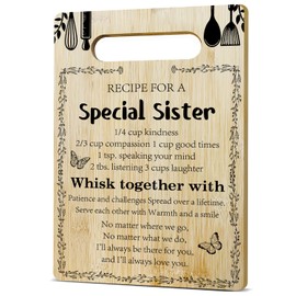 Friendship Gifts Recipe For a Special Sister Cutting Board, Bamboo Cutting Board for Kitchen Wooden Food Serving Board Gifts for Sister Gift for Christmas Wood Cutting Board