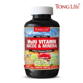 Tonglife Health Functional Food - Contains Multivitamins ABCDE + Minerals + Probiotics 300 Tablets - 10-Month Supply - 1 Bottle / 통라이프 건강기능식품-종합비타민ABCDE+미네랄+유산균함유 300정-10개월분-1병