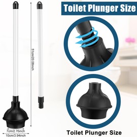 Hushee 8 Pcs Rubber Toilet Plunger Bulk Heavy Duty Toilet Bowl Plunger Commercial Plunger Double Thrust Force Cup Heavy Duty Force Cup with 17 Inches Long Handle to Fix Clogged Toilets and Drains…