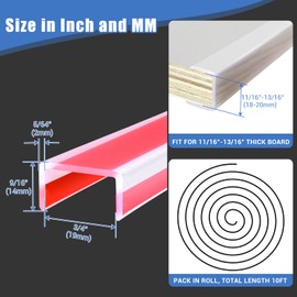 Door Protectors, 3/4" Silicone Cabinet Edge Guard, Protect Kitchen & Drawer Fronts, Prevent Wear, Chipping, Discoloration, Edge Protectors for Drawers, Desks, Countertops and Shelves, Clear, 10Ft