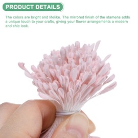 M METERXITY 680-Pack Artificial Flower Stamen Kit, 3mm Mini Double Heads Flower Stamens Pistil, Stamens for Flower Making/Craft DIY Wreaths/Wedding Floral Arrangements [Pink]