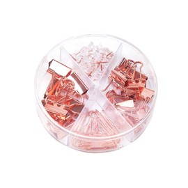 Delhi Deli rose gold double clip thumbtack clip set 72 pieces / 델리 로즈골드 더블클립 압핀 클립 세트 72개입