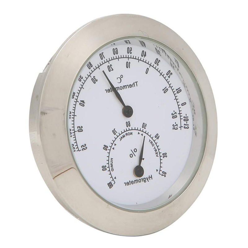 Round Hygrometer, Portable Exquisite Hygrometer, for Guitar Violin(Silver, 12)