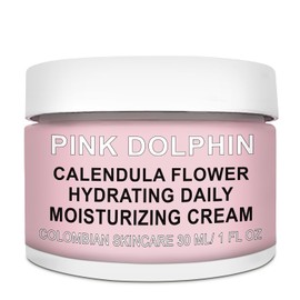 Pink Dolphin Crema hidratante diaria de caléndula: las flores naturales de caléndula alivian la irritación y promueven la curación, reparan y rehidratan la piel seca, producen colágeno para el mejor