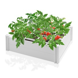 Premium Raised Garden Bed with Planting Grid, White Heavy Duty PVC Planter 4' x 4' x 12"