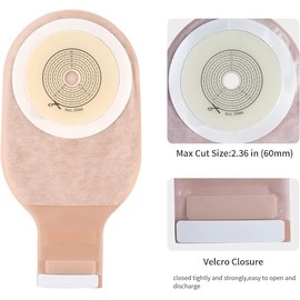 20 Pack Colostomy Bags, 15mm-60mm Cut-to-Fit Drainable Pouches with Closure for Ileostomy Stoma Care, One Piece Ostomy Bag Ostomy Supplies