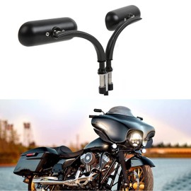 DREAMIZER Black Motorcycle Rear View Mirrors 8MM 10MM Retro Mini Oval Mirror for Softail Breakout Silm Fatboy Sportster XL883 1200 48 72 Street Glide Road King Heritage Touring Cafe Racer