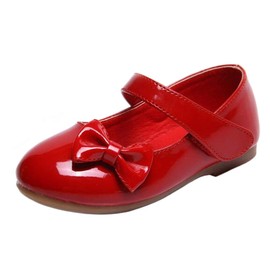 DADAWEN Girls Mary Jane Low Shoes Ballet Flats Bow Princess Shoes, red