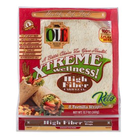 OlÃ© Xtreme WellnessÂ® High Fiber | 8" Flour Tortillas |Low Carb |Keto Friendly | 12.7 oz.| 8 Count (Pack of 6)