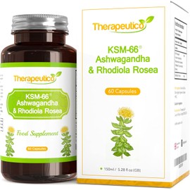 KSM-66® Ashwagandha & Rhodiola Rosea Blend | Adaptogen Complex for Relaxation, Mental Clarity & Focus | 60 Vegan Capsules | No Preservatives | Made in the UK