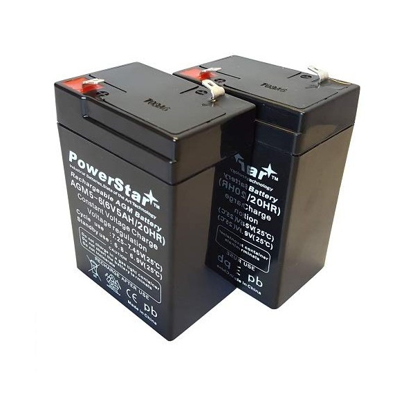 PowerStar 2 Pack - Battery 6V 6 Volt SLA VRLA Rechargeable 4, 4.5,5 AH Battery