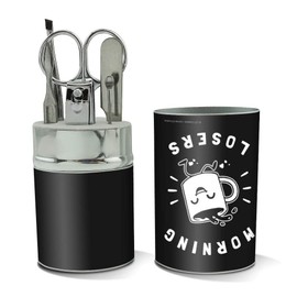 Morning Losers Coffee Cup Funny Humor Stainless Steel Manicure Pedicure Grooming Beauty Care Travel Kit