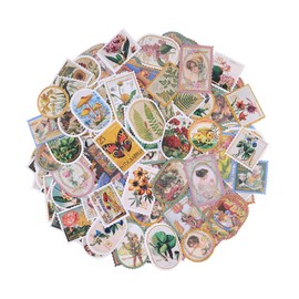 Vintage Scrapbooking Stickers NOGAMOGA Pack of 240 Stamp Gold Foil Paper Stickers Decorative Aesthetic Plant Flowers Animal Girl Sticker Retro Journal Sticker Adult Child for DIY Crafts