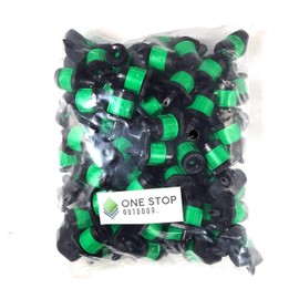 (100-PACK) - 1/4" Inch 360 Degree Drip Emitter On 1/4" Barb Sprayer Adjustable Flow 0-20 GPH, Fits 1/4 (4-6mm) Irrigation Tubing - Micro Bubbler Drippers for Drip Irrigation (100 Pack Dripper on Barb)