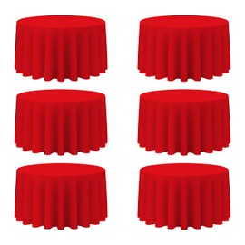 BRILLMAX 6 Pack Red Round Tablecloths 120 Inch - Circle Bulk Linen Polyester Fabric Washable Table Clothes Cover for Wedding Reception Banquet Birthday Party Buffet Restaurant