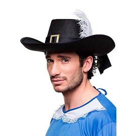 Magic Box Adult Size Black Musketeer Hat with White Feather