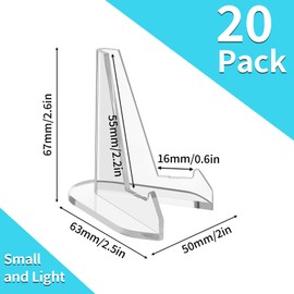 Reastar Card Display Stand, 20 Pack Small Easel Stand, Acrylic Picture Holder Stands for Coin Graded Card Sports Card Trading Card (2.7Inch)