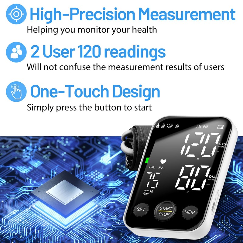 Blood Pressure Monitor Upper Arm Machine Accurate Adjustable BP Cuff